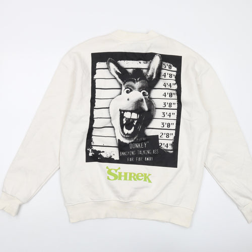 Shrek Mens Ivory Cotton Pullover Sweatshirt Size M - Donkey