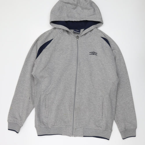 Umbro Mens Grey Polyester Full Zip Hoodie Size M