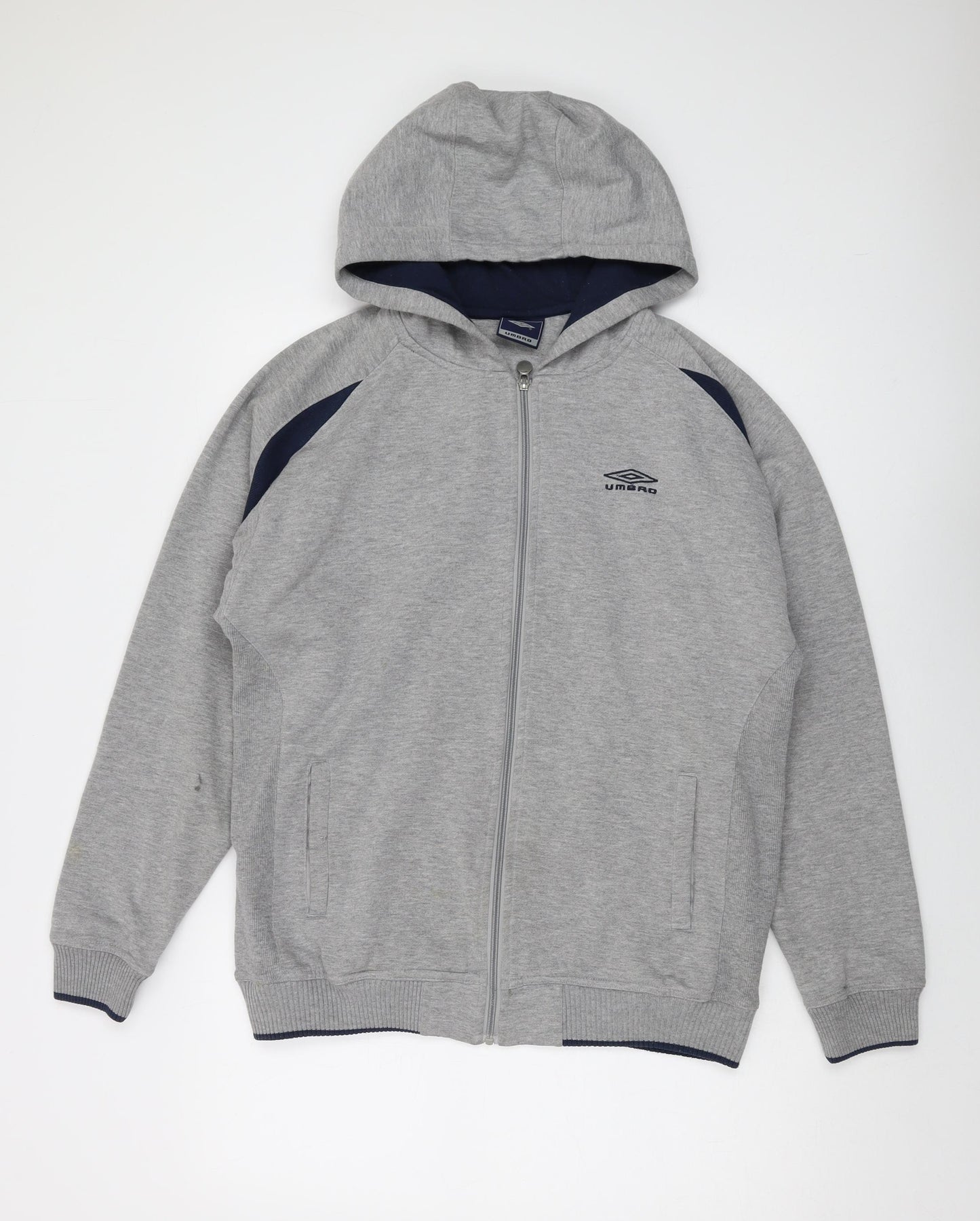 Umbro Mens Grey Polyester Full Zip Hoodie Size M