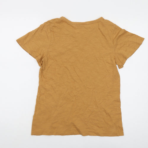 Gap Womens Beige Cotton Basic T-Shirt Size S Round Neck