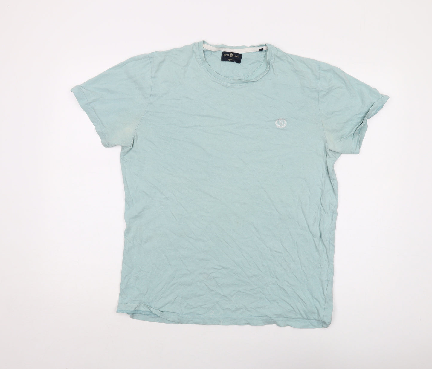 Henri Lloyd Mens Blue Cotton T-Shirt Size L Crew Neck