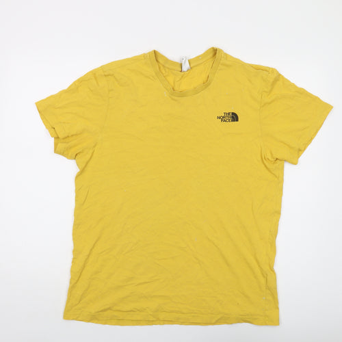 The North Face Mens Yellow Cotton T-Shirt Size L Crew Neck