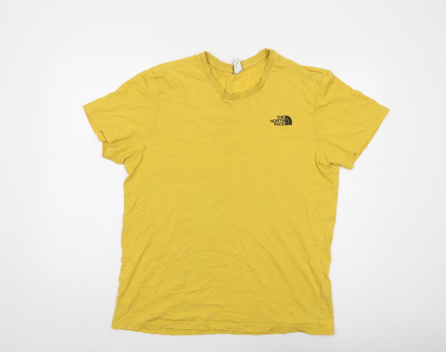 The North Face Mens Yellow Cotton T-Shirt Size L Crew Neck