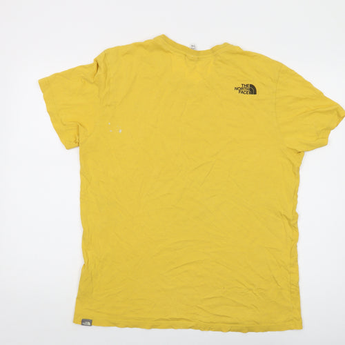 The North Face Mens Yellow Cotton T-Shirt Size L Crew Neck