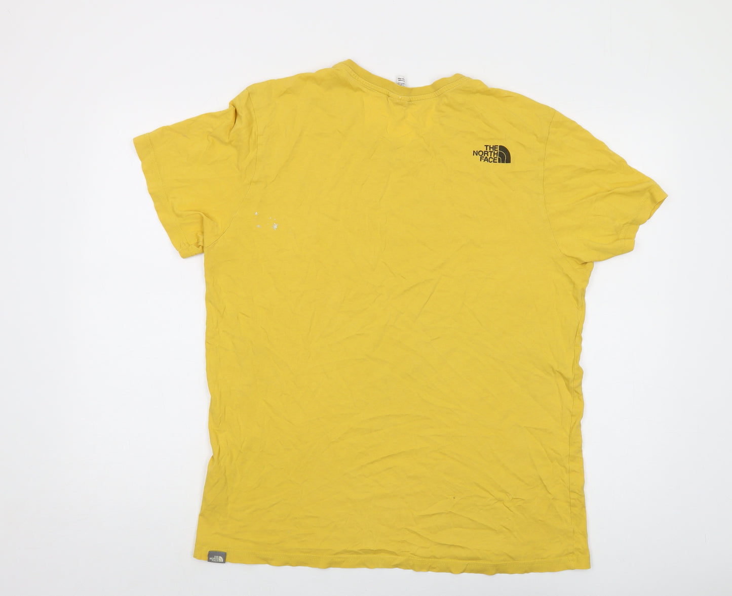 The North Face Mens Yellow Cotton T-Shirt Size L Crew Neck