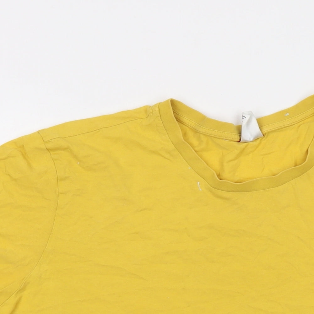 The North Face Mens Yellow Cotton T-Shirt Size L Crew Neck