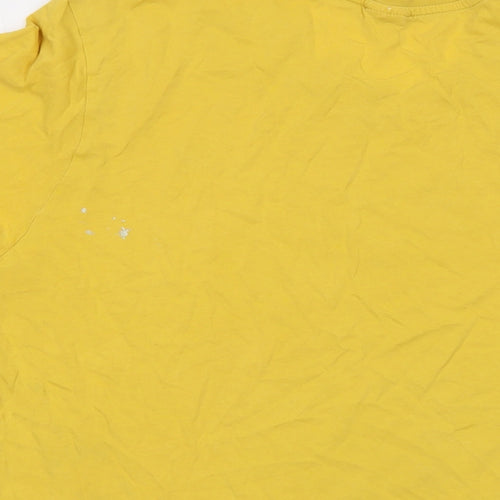 The North Face Mens Yellow Cotton T-Shirt Size L Crew Neck
