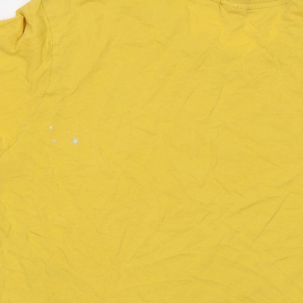The North Face Mens Yellow Cotton T-Shirt Size L Crew Neck