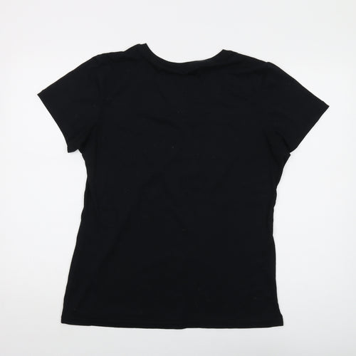 Nike Womens Black Polyester Basic T-Shirt Size XL V-Neck