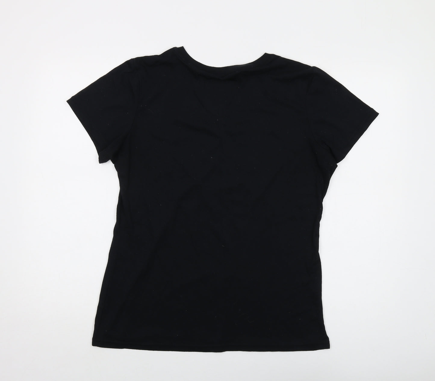 Nike Womens Black Polyester Basic T-Shirt Size XL V-Neck
