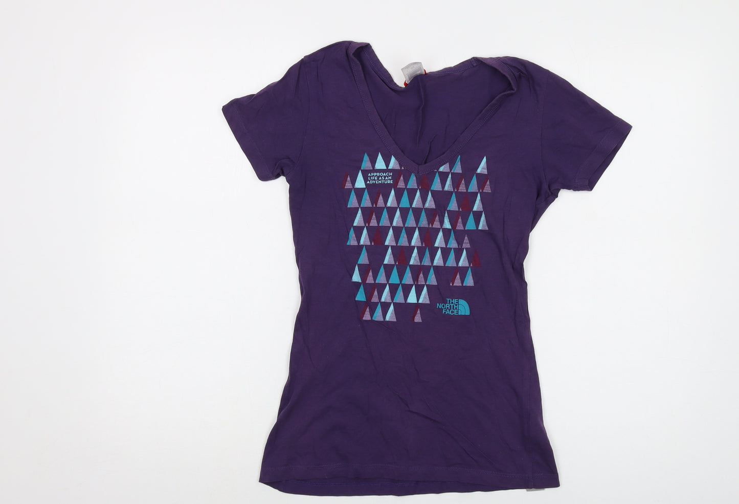 The North Face Womens Purple Cotton Basic T-Shirt Size M V-Neck