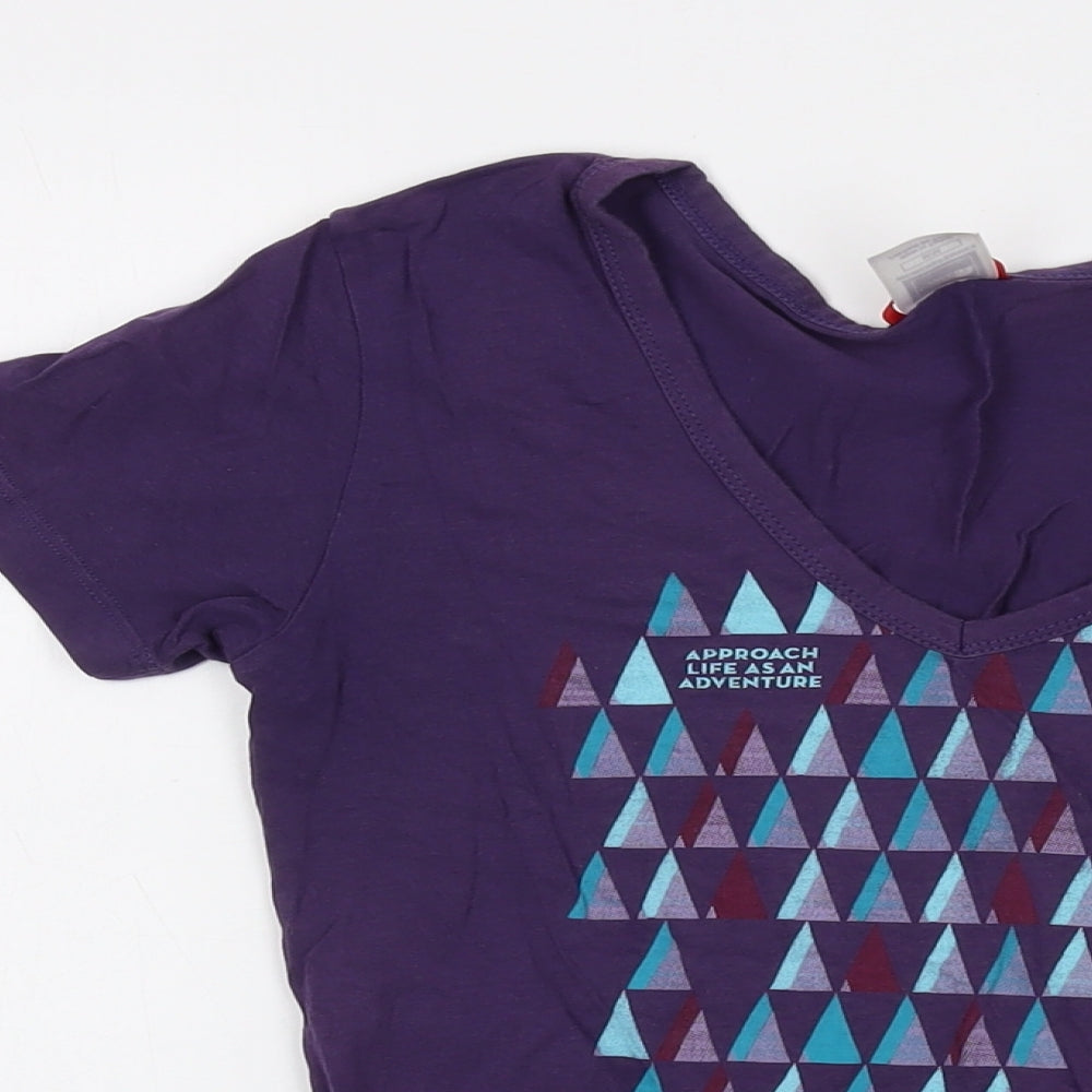 The North Face Womens Purple Cotton Basic T-Shirt Size M V-Neck