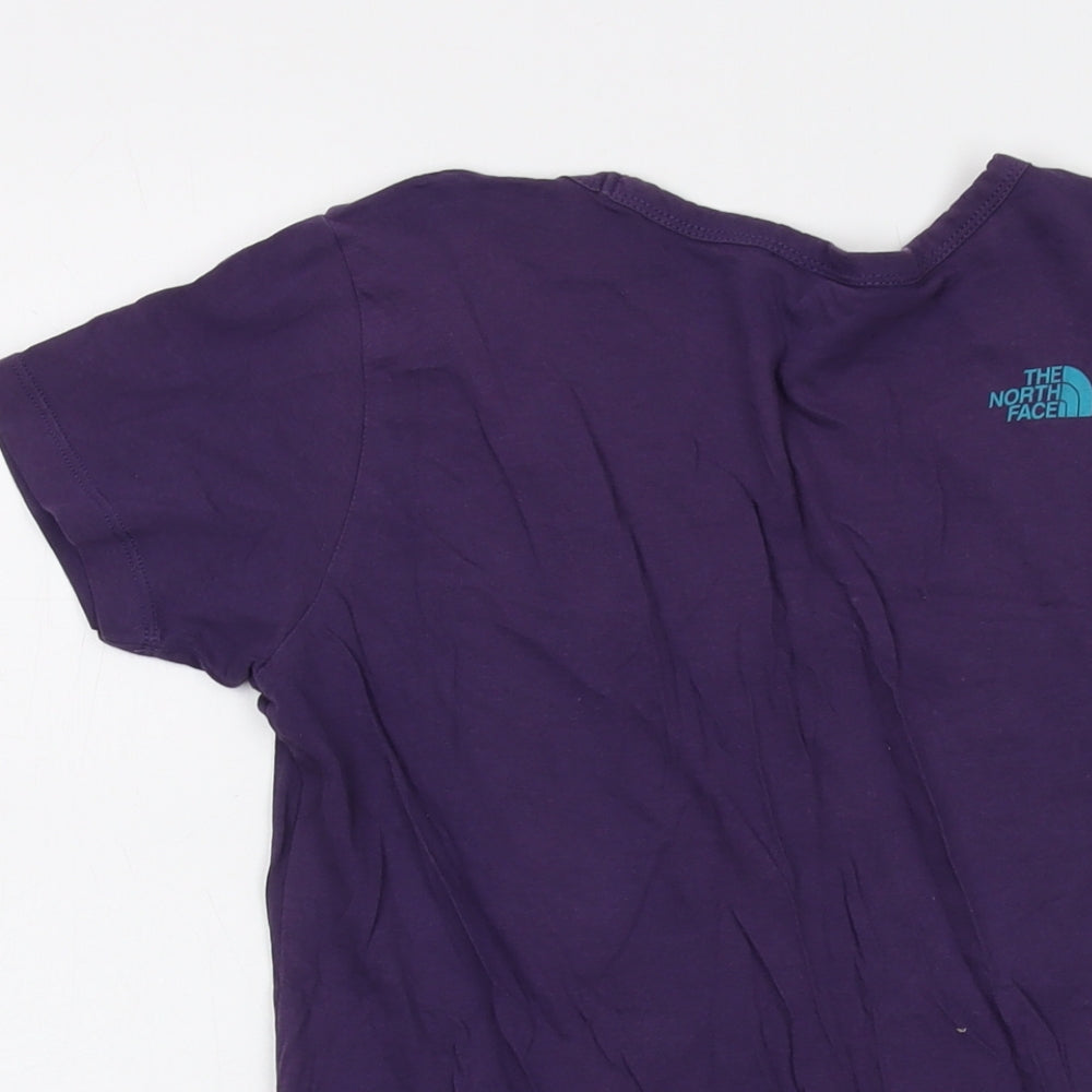 The North Face Womens Purple Cotton Basic T-Shirt Size M V-Neck
