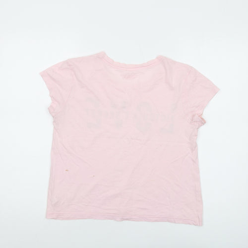 Victoria's Secret Womens Pink Cotton Basic T-Shirt Size S Round Neck - Love