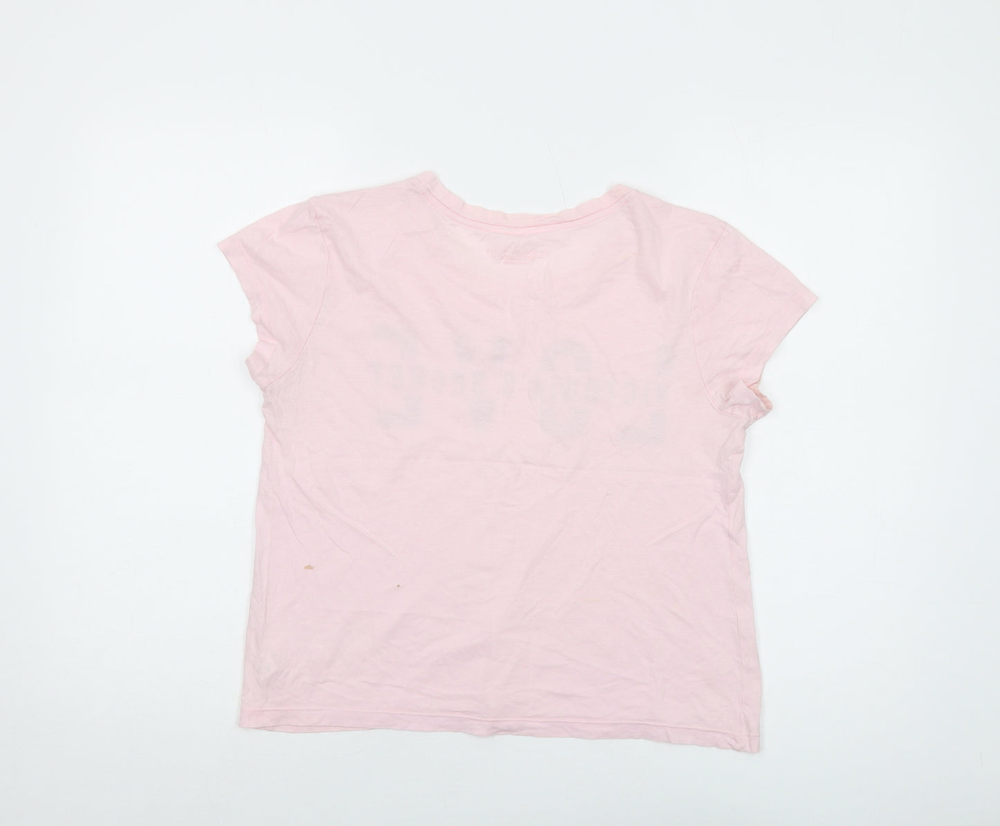 Victoria's Secret Womens Pink Cotton Basic T-Shirt Size S Round Neck - Love