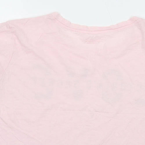 Victoria's Secret Womens Pink Cotton Basic T-Shirt Size S Round Neck - Love