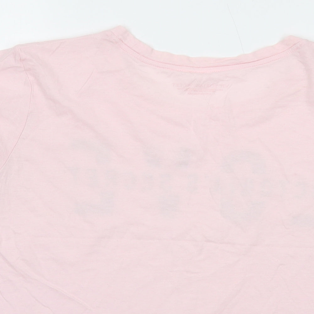 Victoria's Secret Womens Pink Cotton Basic T-Shirt Size S Round Neck - Love