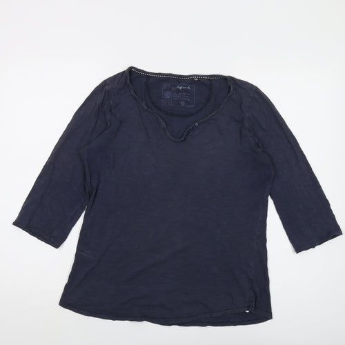 Fat Face Womens Blue Cotton Basic T-Shirt Size 14 V-Neck