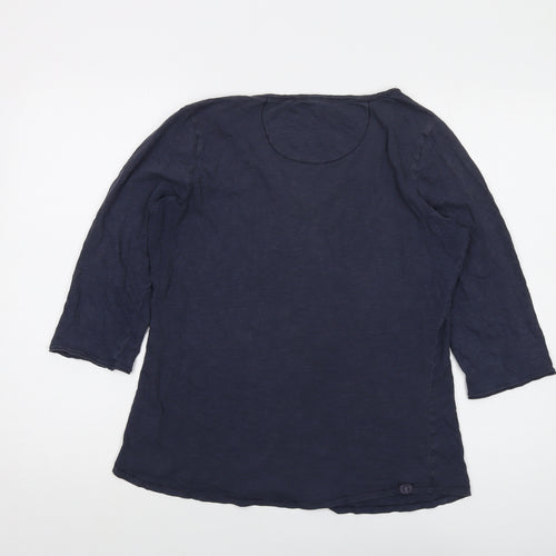 Fat Face Womens Blue Cotton Basic T-Shirt Size 14 V-Neck