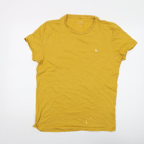 Jack Wills Mens Yellow Cotton T-Shirt Size L Crew Neck