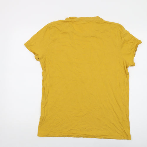 Jack Wills Mens Yellow Cotton T-Shirt Size L Crew Neck