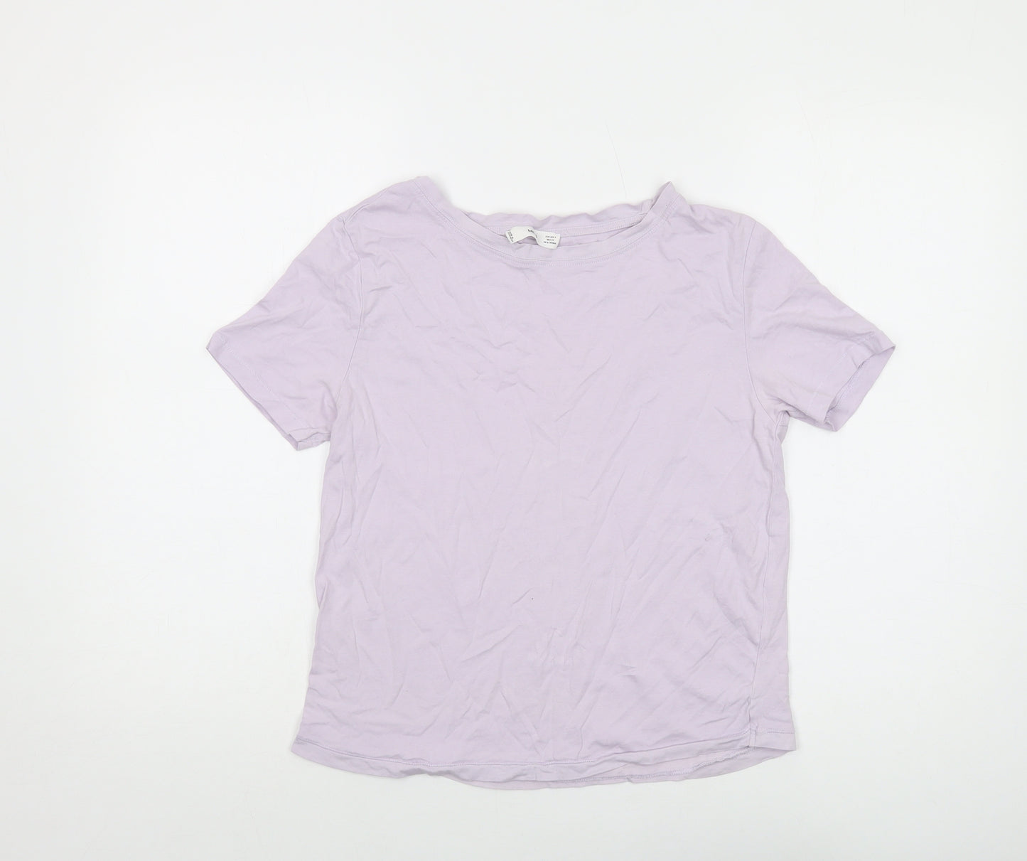 Mango Womens Purple Cotton Basic T-Shirt Size S Crew Neck