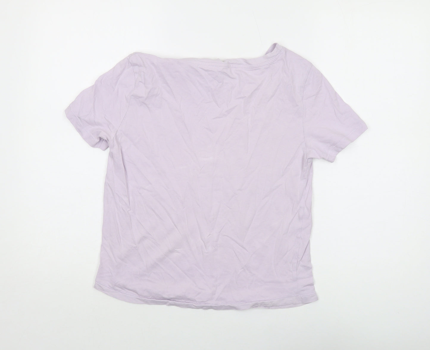 Mango Womens Purple Cotton Basic T-Shirt Size S Crew Neck