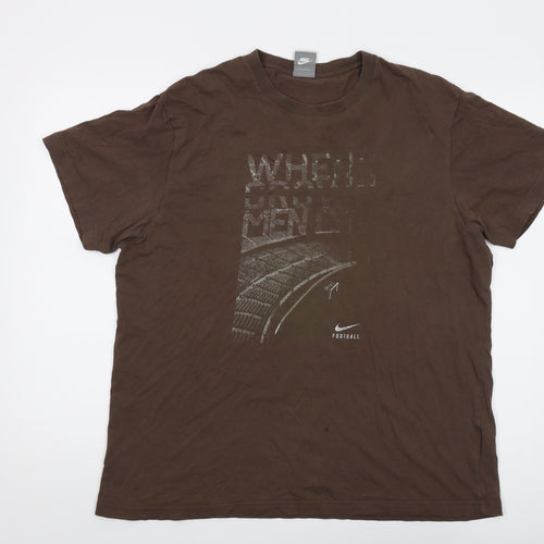 Nike Mens Beige Cotton T-Shirt Size XL Crew Neck