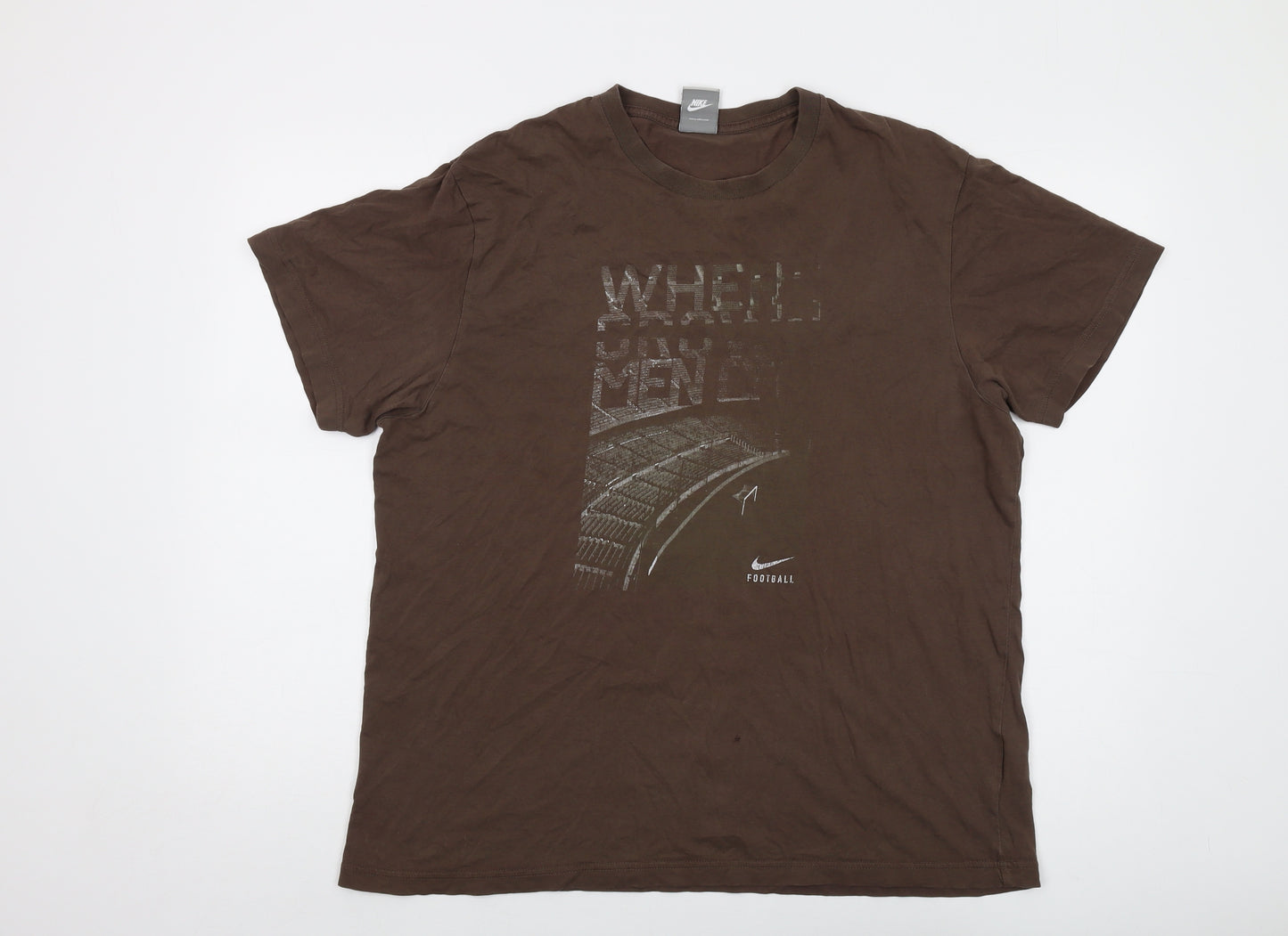 Nike Mens Beige Cotton T-Shirt Size XL Crew Neck