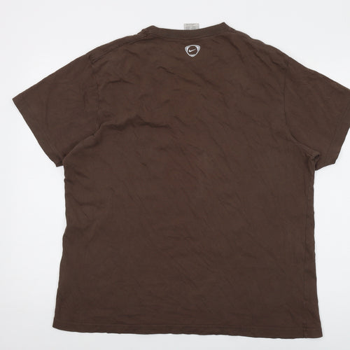 Nike Mens Beige Cotton T-Shirt Size XL Crew Neck