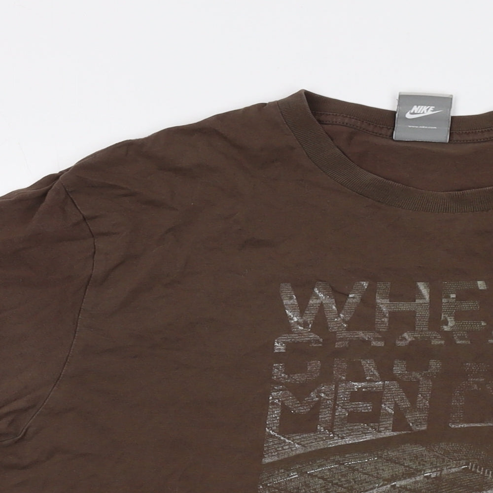 Nike Mens Beige Cotton T-Shirt Size XL Crew Neck