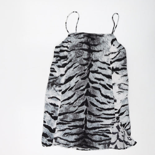 Motel Womens Grey Animal Print Viscose Basic Tank Size S Square Neck