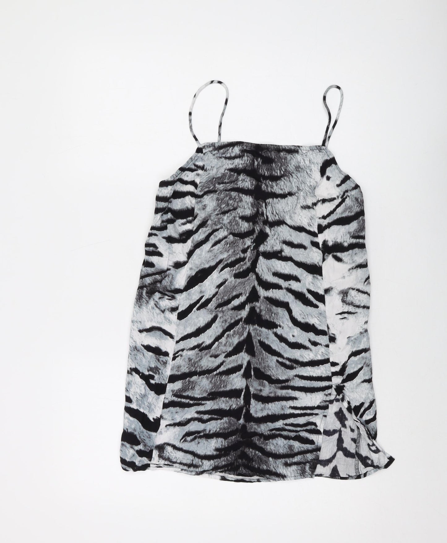 Motel Womens Grey Animal Print Viscose Basic Tank Size S Square Neck