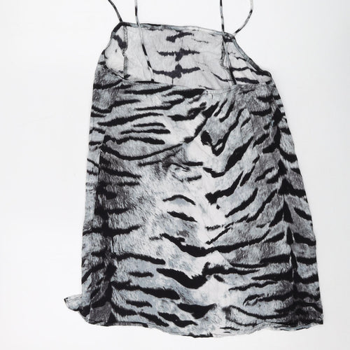 Motel Womens Grey Animal Print Viscose Basic Tank Size S Square Neck