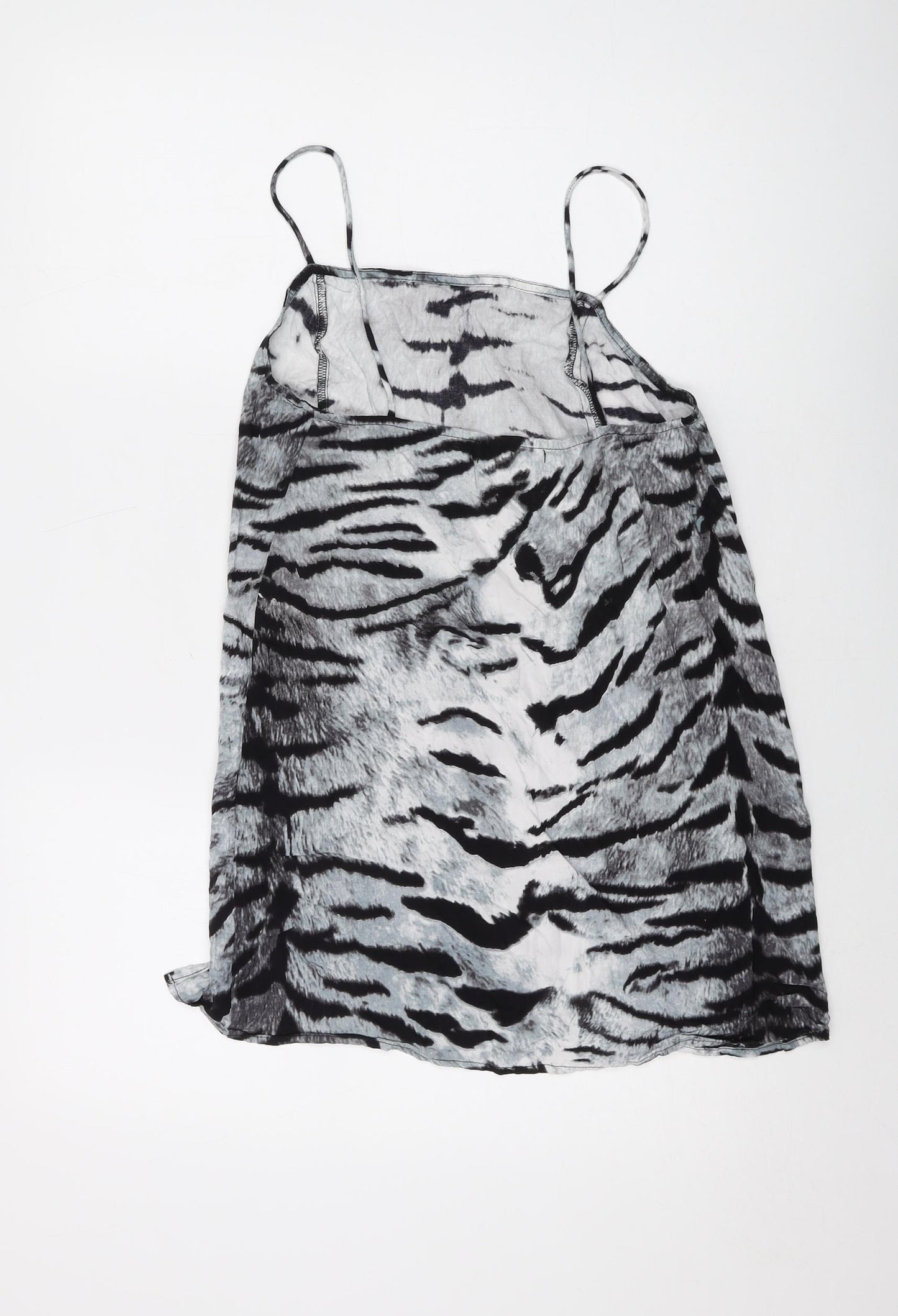 Motel Womens Grey Animal Print Viscose Basic Tank Size S Square Neck