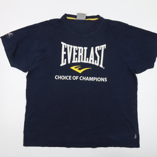 Everlast Mens Blue Cotton T-Shirt Size 2XL Crew Neck