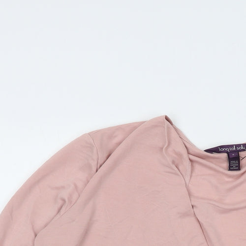 Long Tall Sally Womens Pink Modal Basic Blouse Size S V-Neck