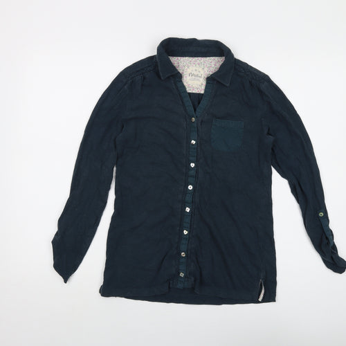 Mistral Womens Blue Cotton Basic Blouse Size 10 Collared