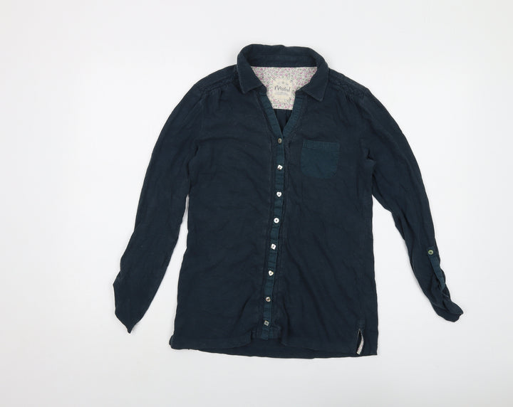 Mistral Womens Blue Cotton Basic Blouse Size 10 Collared