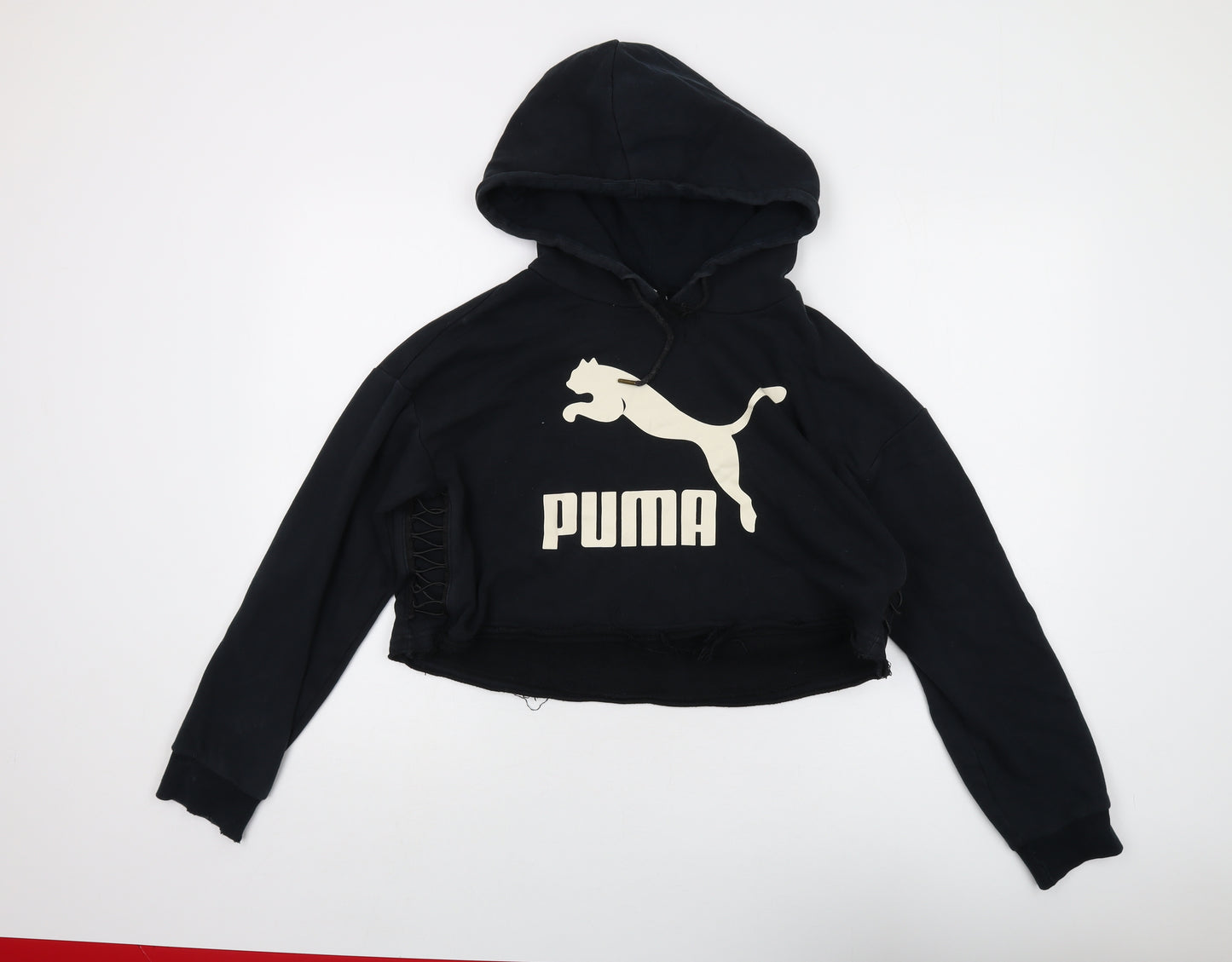 Pu,ma Womens Black Cotton Pullover Hoodie Size S Pullover