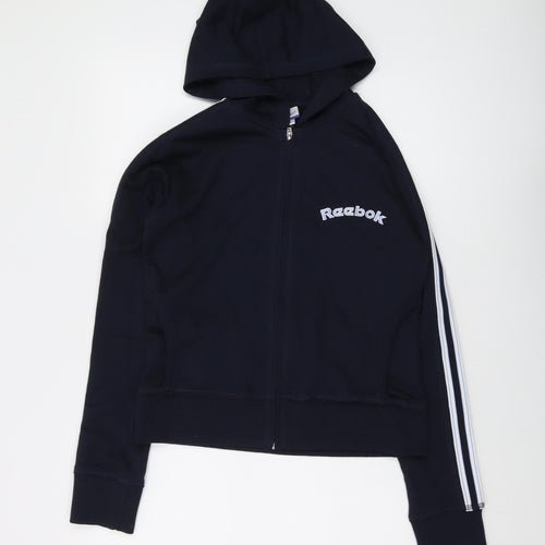 Reebok Womens Blue Polyester Full Zip Hoodie Size 12 Zip