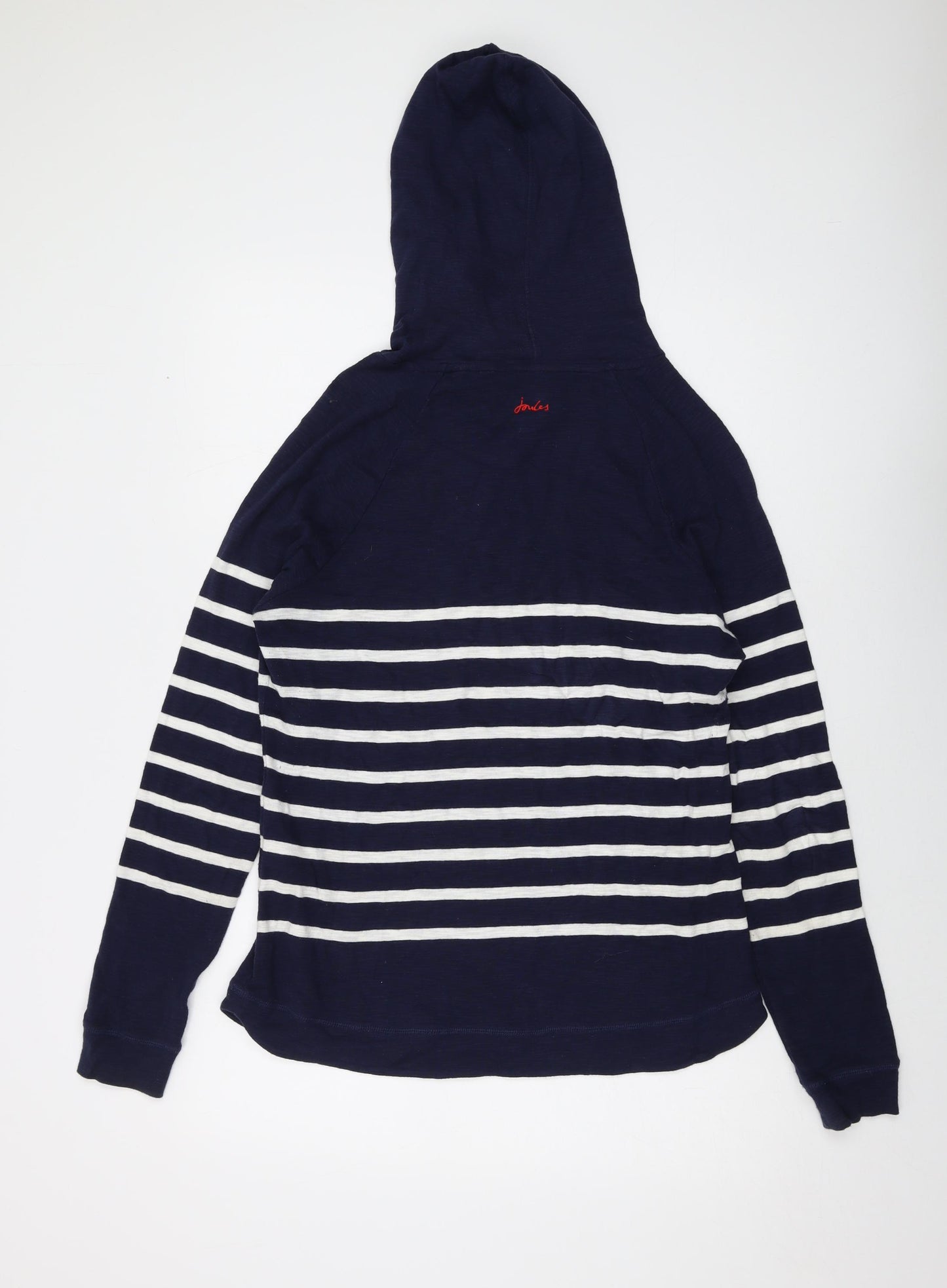 Joules Womens Blue Striped Cotton Pullover Hoodie Size 16 Pullover