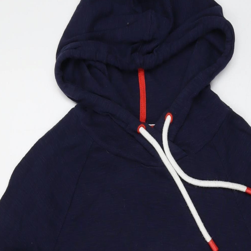 Joules Womens Blue Striped Cotton Pullover Hoodie Size 16 Pullover
