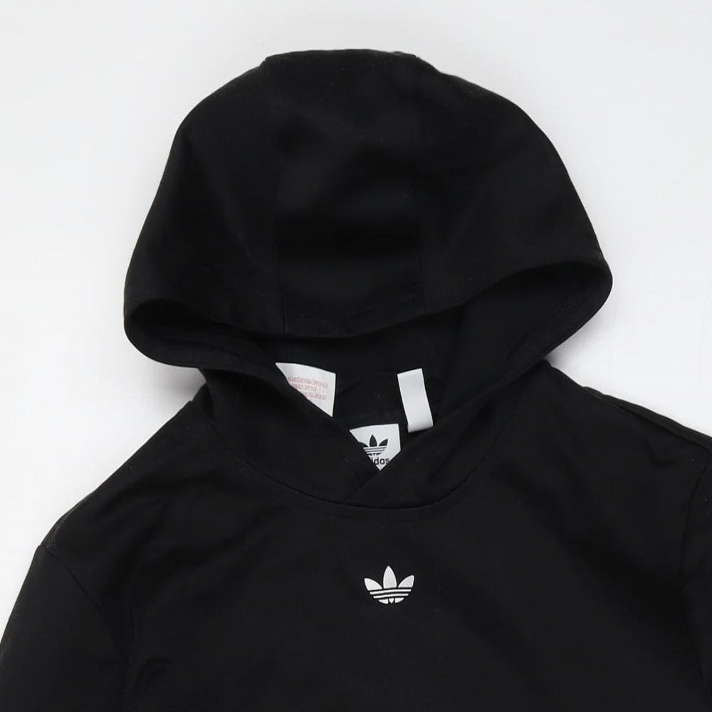 adidas Boys Black Cotton Pullover Hoodie Size 12-13 Years Pullover