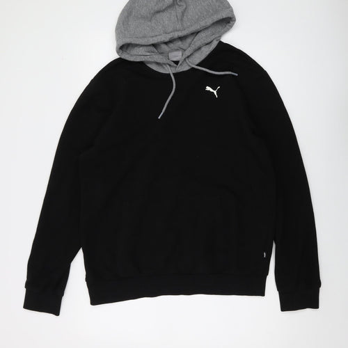 PUMA Mens Black Cotton Pullover Hoodie Size M