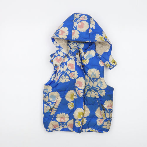 Boen Girls Blue Floral Gilet Waistcoat Size 2-3 Years Zip