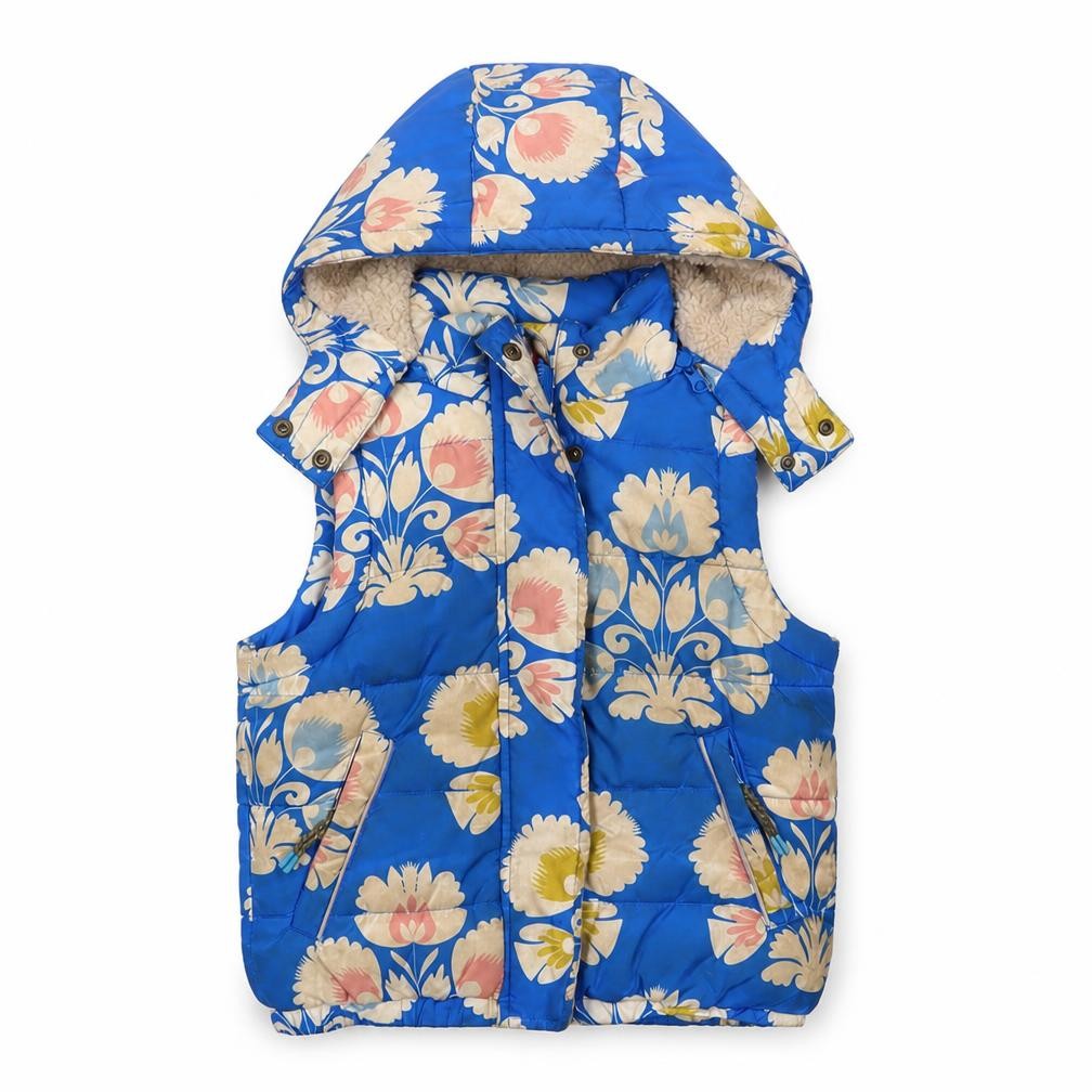 Boen Girls Blue Floral Gilet Waistcoat Size 2-3 Years Zip