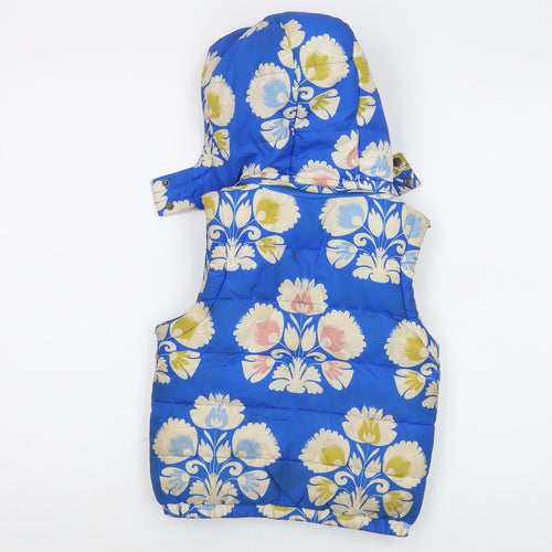 Boen Girls Blue Floral Gilet Waistcoat Size 2-3 Years Zip