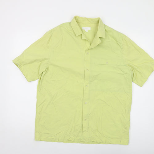 COS Mens Green Cotton Button-Up Size M Collared Button