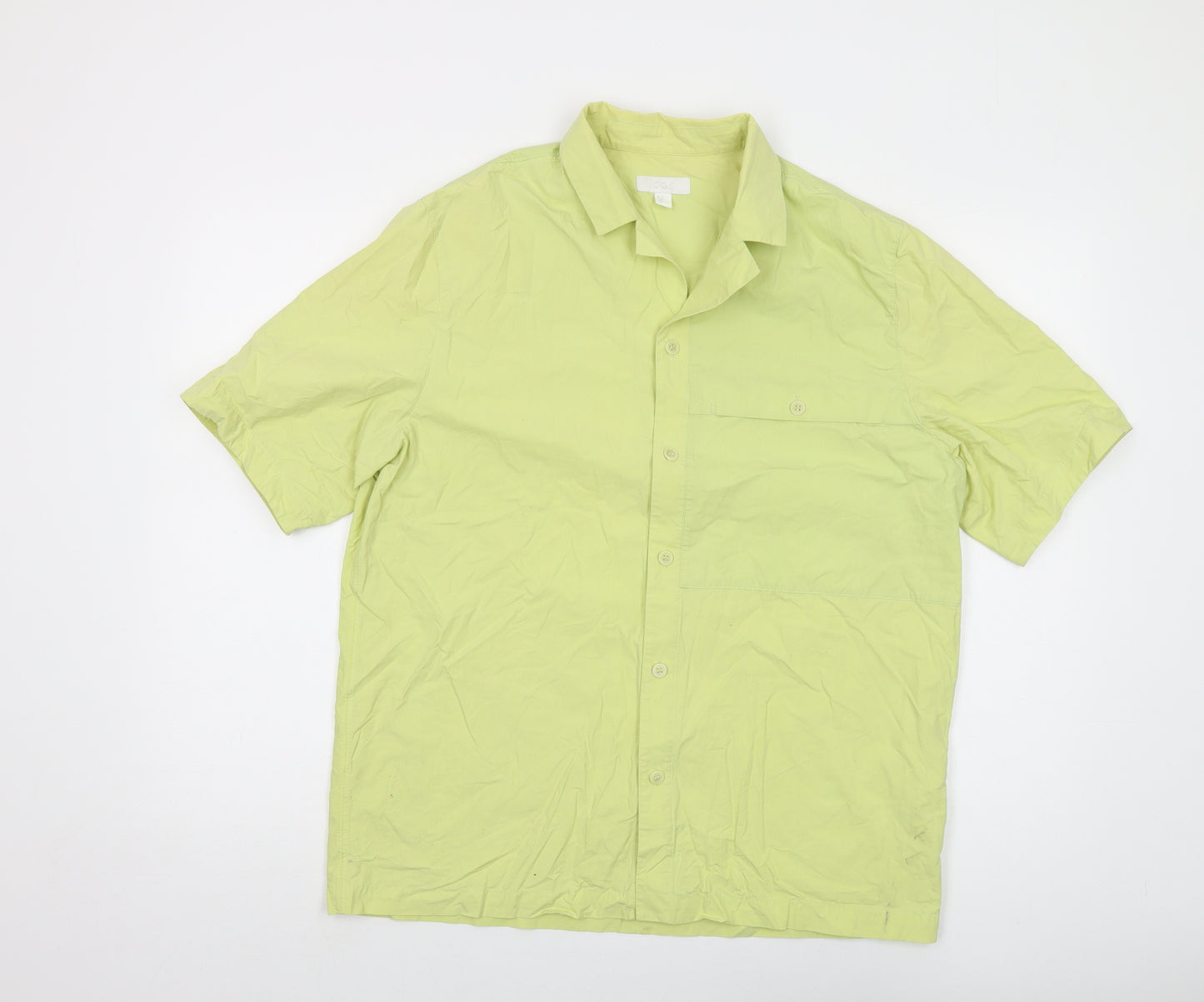 COS Mens Green Cotton Button-Up Size M Collared Button